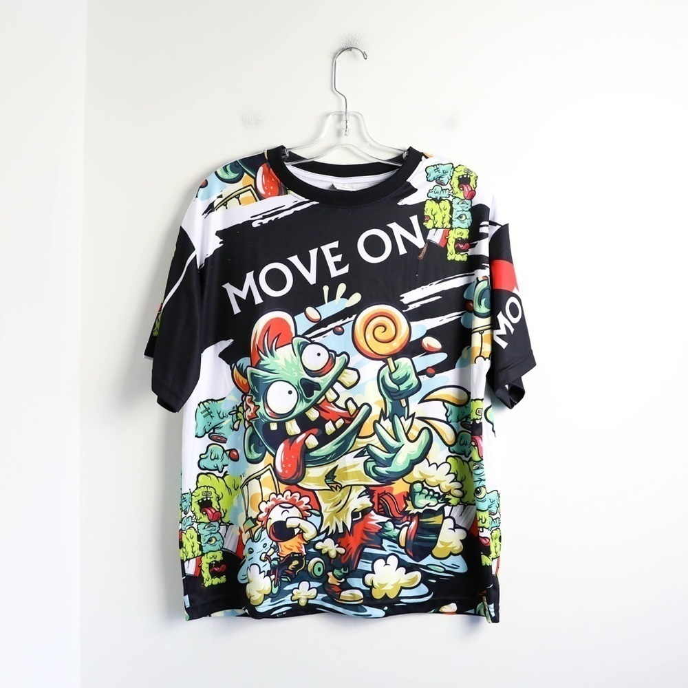 Apizode zombie print men's t-shirt S small clubbing party fun stretch cartoon